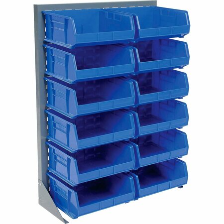 GLOBAL INDUSTRIAL Singled Sided Louvered Bin Rack 35 x 15 x 50, 12 Blue Premium Stacking Bins 550168BL